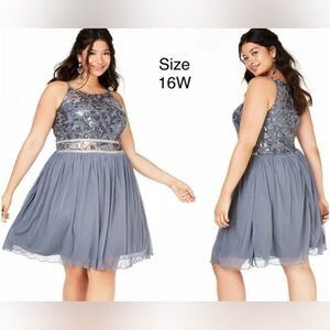 BCX Silver Sequin Halter Sundress